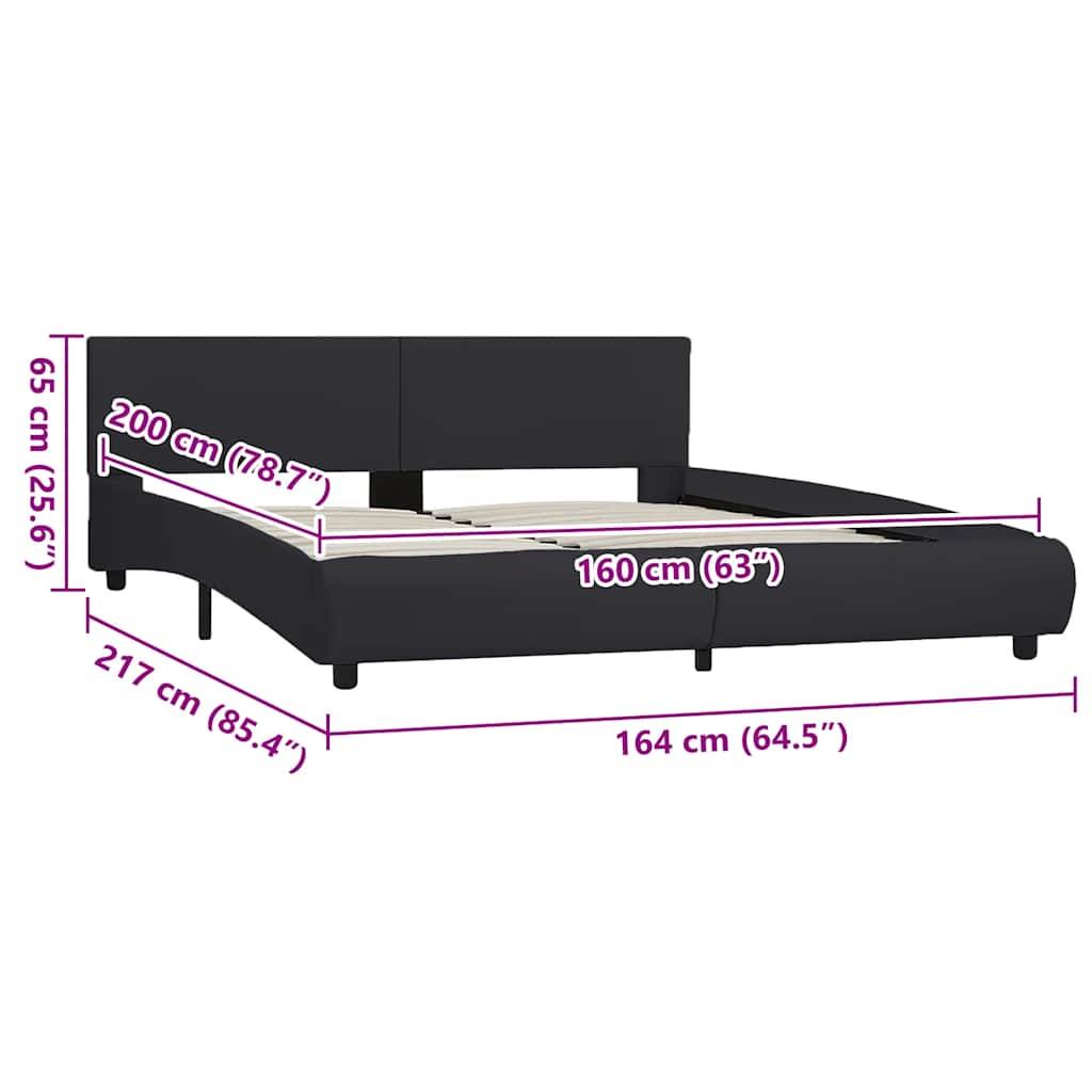 Okvir za krevet od umjetne kože s LED svjetlom crni 160x200 cm