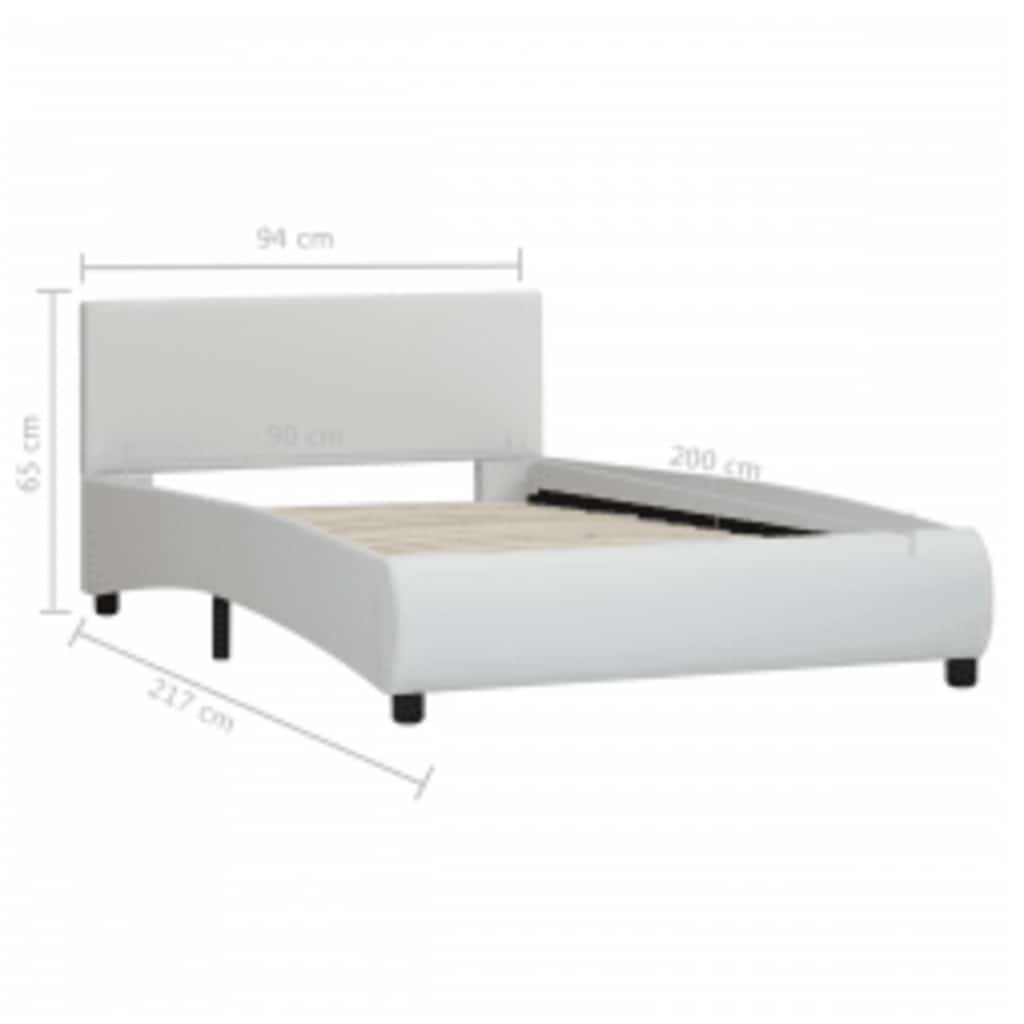 Okvir za krevet od umjetne kože s LED svjetlom bijeli 90x200 cm