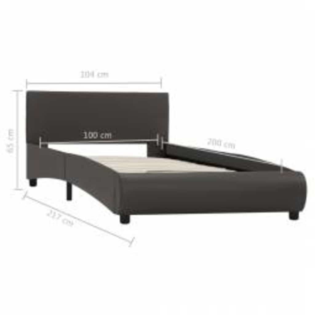 Okvir za krevet od umjetne kože s LED svjetlom sivi 100x200 cm