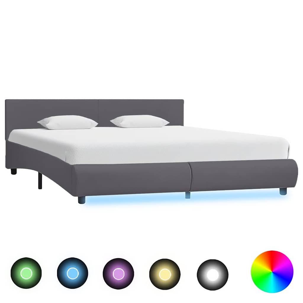 Okvir za krevet od umjetne kože s LED svjetlom sivi 180x200 cm
