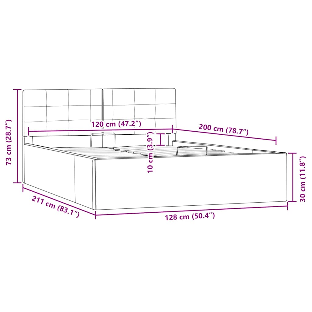 Hidraulični okvir za krevet od umjetne kože boja kave 120x200 cm