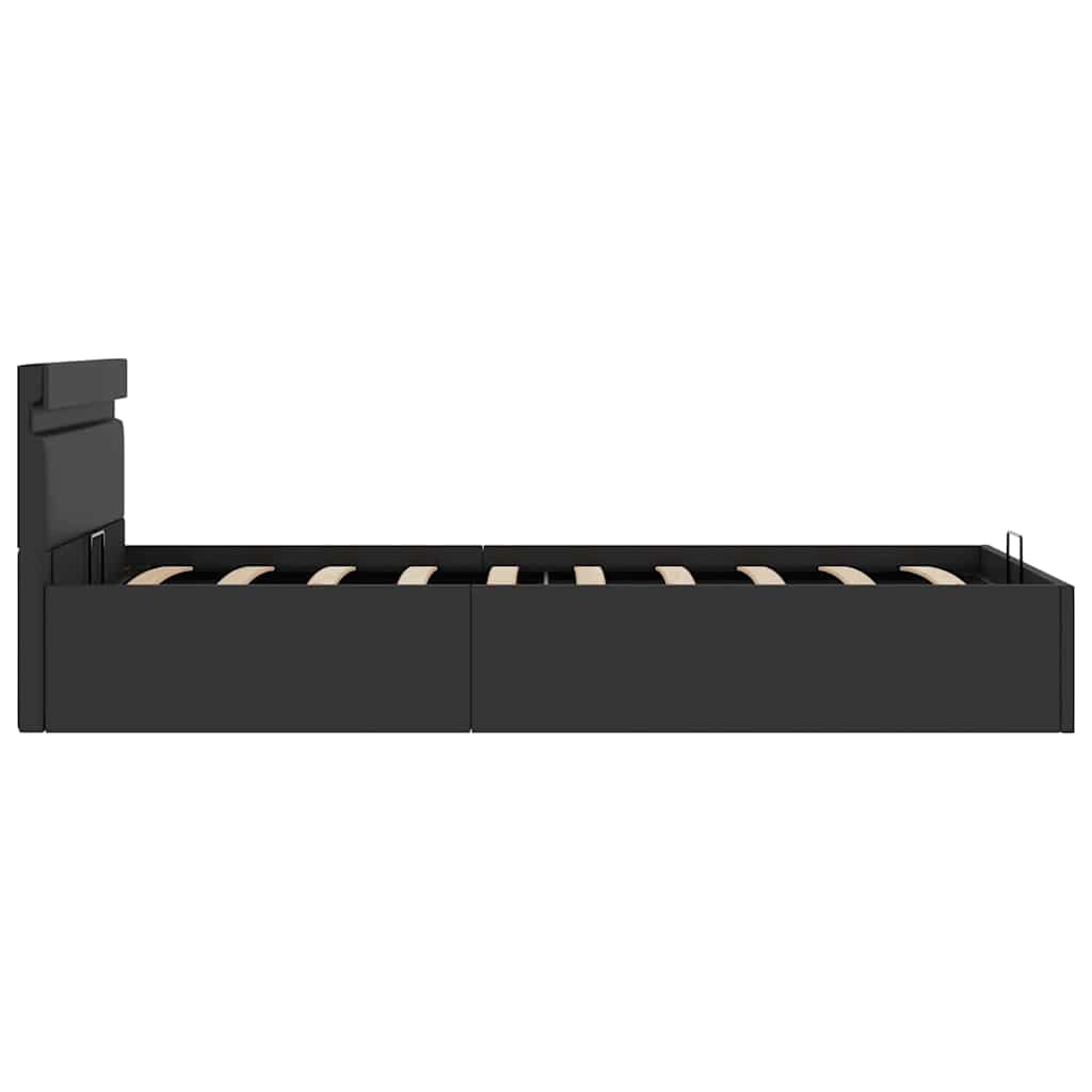 Hidraulični okvir za krevet od umjetne kože LED crni 90x200 cm
