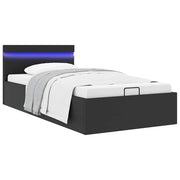 Hidraulični okvir za krevet od umjetne kože LED crni 90x200 cm
