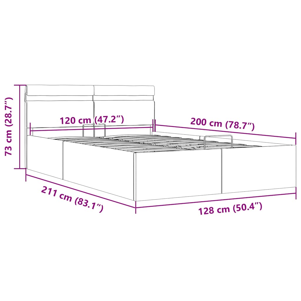 Hidraulični okvir za krevet od umjetne kože LED crni 120x200 cm