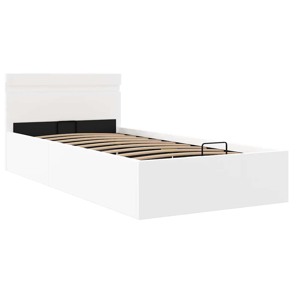 Hidraulični okvir za krevet umjetna koža LED bijeli 100x200 cm