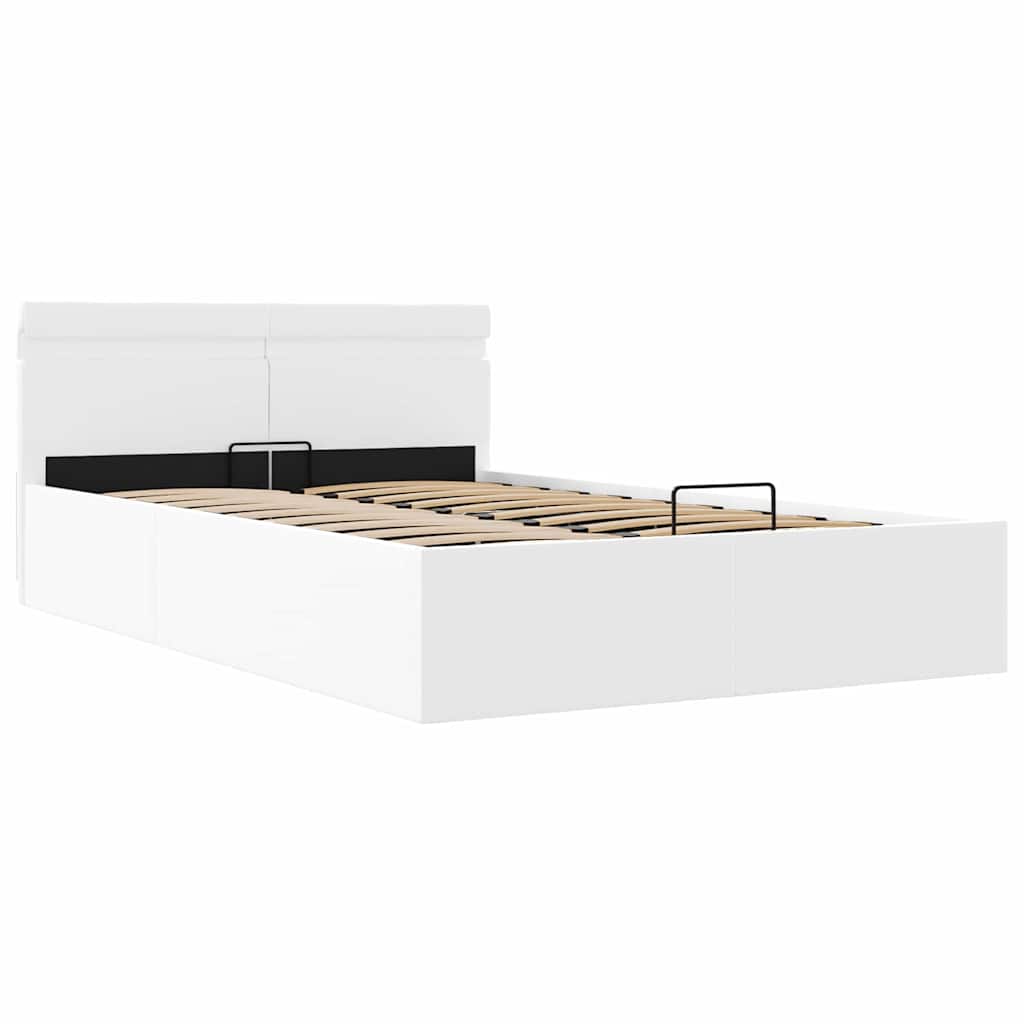 Hidraulični okvir za krevet umjetna koža LED bijeli 140x200 cm