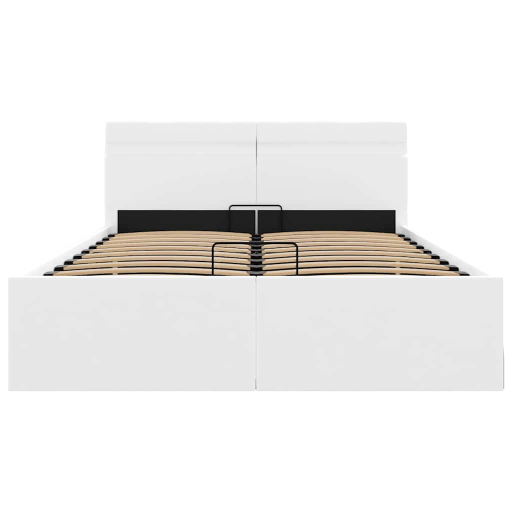 Hidraulični okvir za krevet umjetna koža LED bijeli 140x200 cm