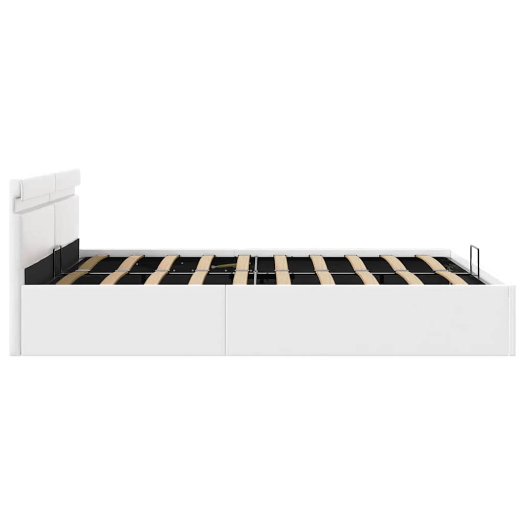 Hidraulični okvir za krevet umjetna koža LED bijeli 180x200 cm