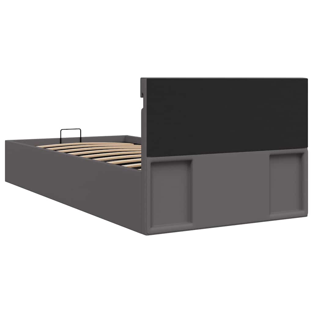 Hidraulični okvir za krevet od umjetne kože LED sivi 90x200 cm