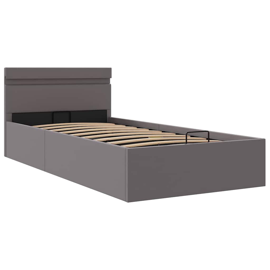 Hidraulični okvir za krevet od umjetne kože LED sivi 100x200 cm