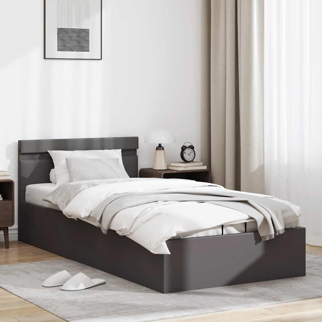 Hidraulični okvir za krevet od umjetne kože LED sivi 100x200 cm