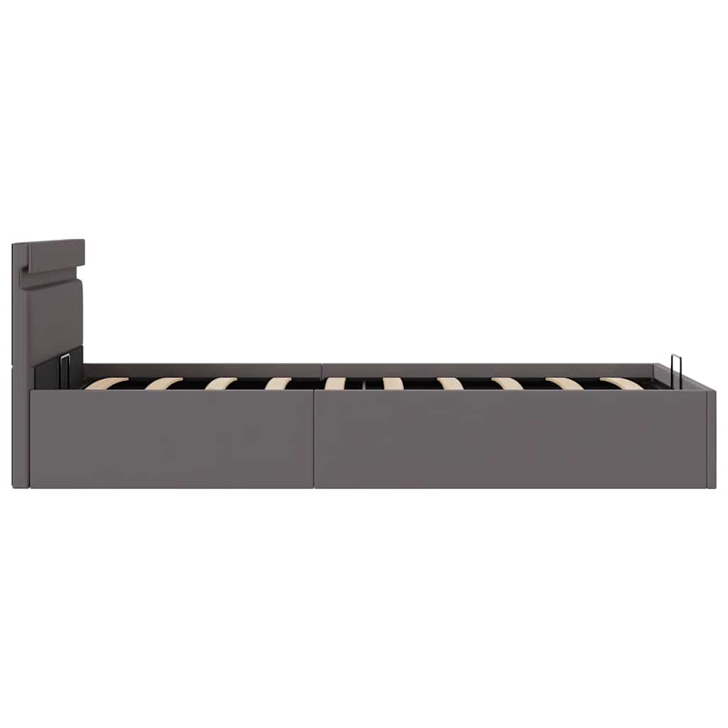 Hidraulični okvir za krevet od umjetne kože LED sivi 100x200 cm