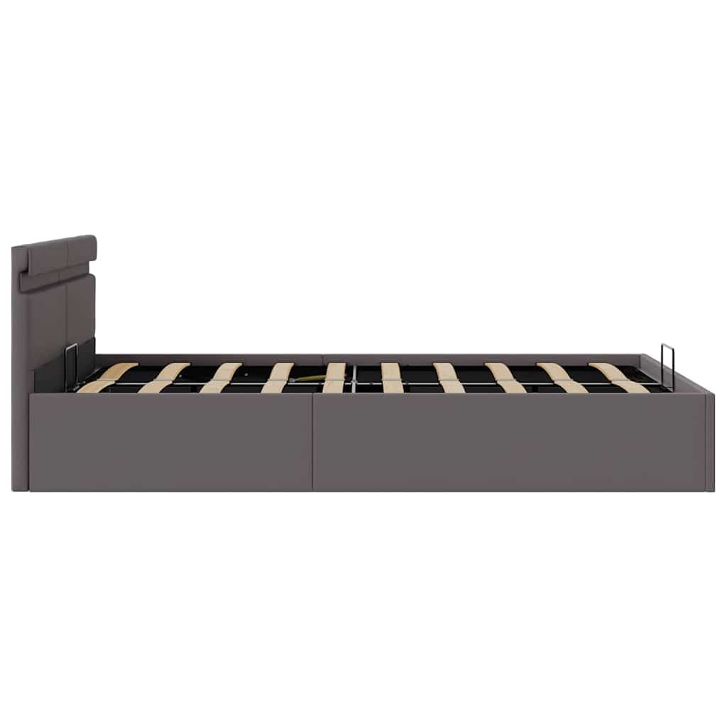 Hidraulični okvir za krevet od umjetne kože LED sivi 140x200 cm