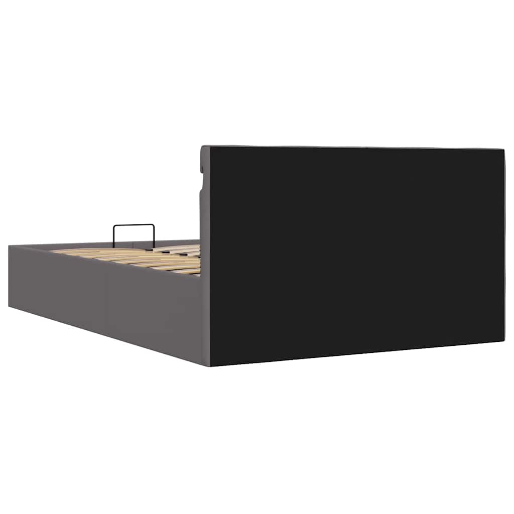 Hidraulični okvir za krevet od umjetne kože LED sivi 140x200 cm