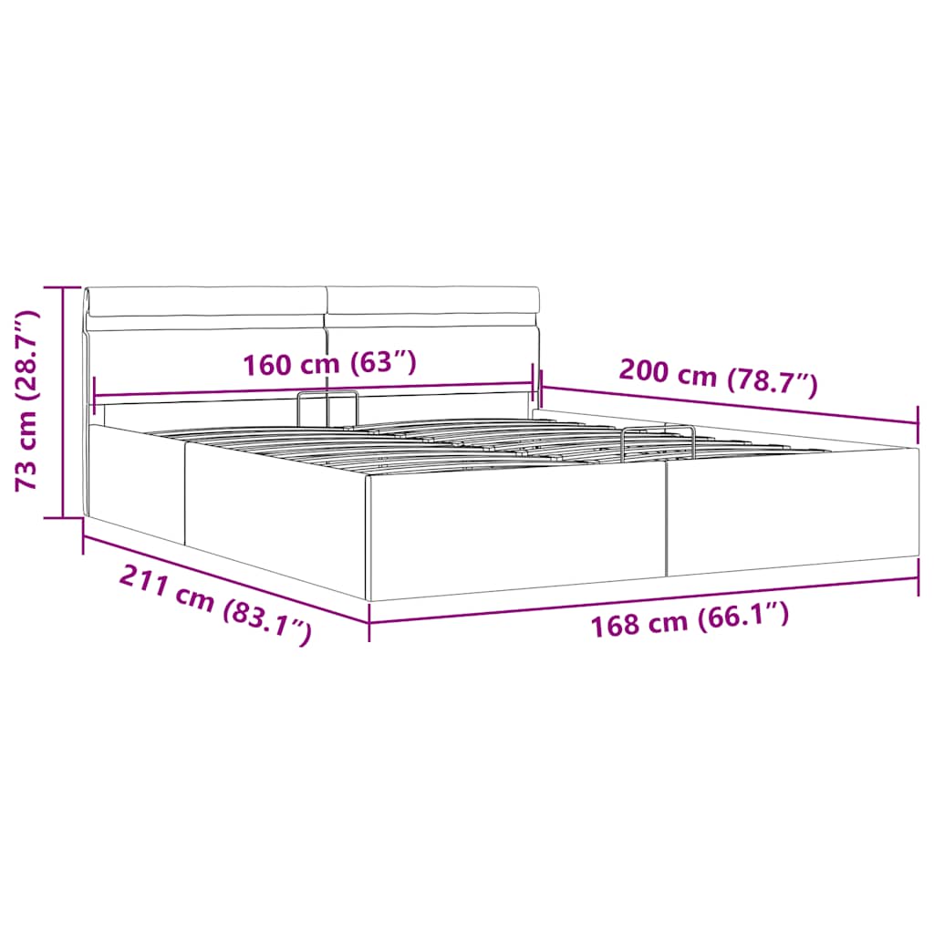 Hidraulični okvir za krevet LED boja cappuccina 160 x 200 cm