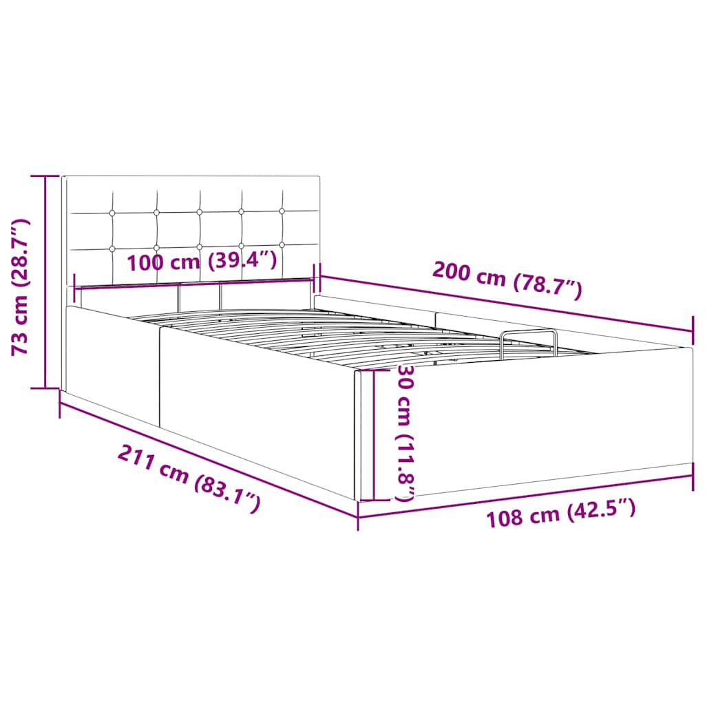 Hidraulični okvir za krevet od tkanine svjetlosivi 100 x 200 cm
