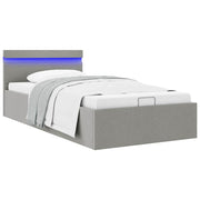 Hidraulični okvir za krevet od tkanine LED svjetlosivi90x200 cm