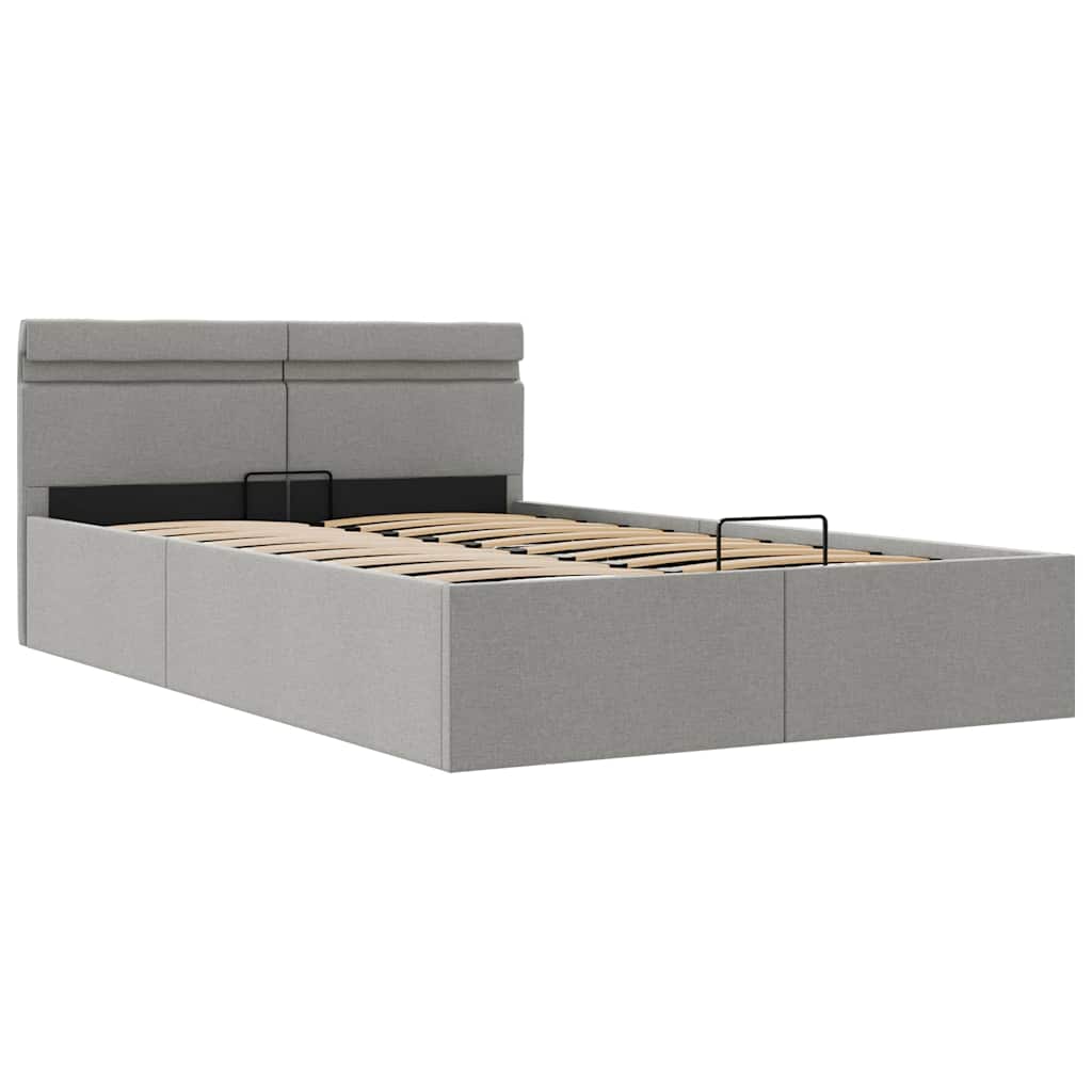 Hidraulični okvir za krevet tkanina LED svjetlosivi 120x200 cm