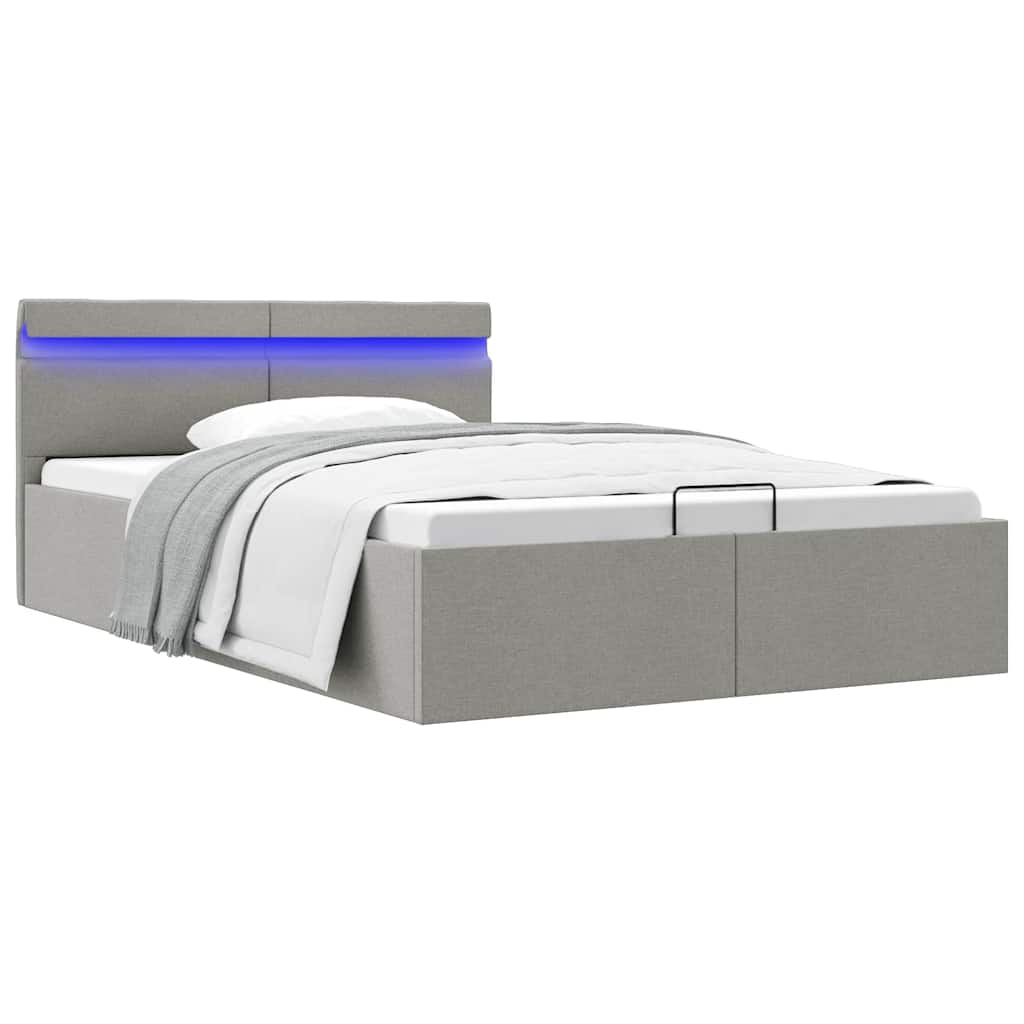 Hidraulični okvir za krevet tkanina LED svjetlosivi 120x200 cm