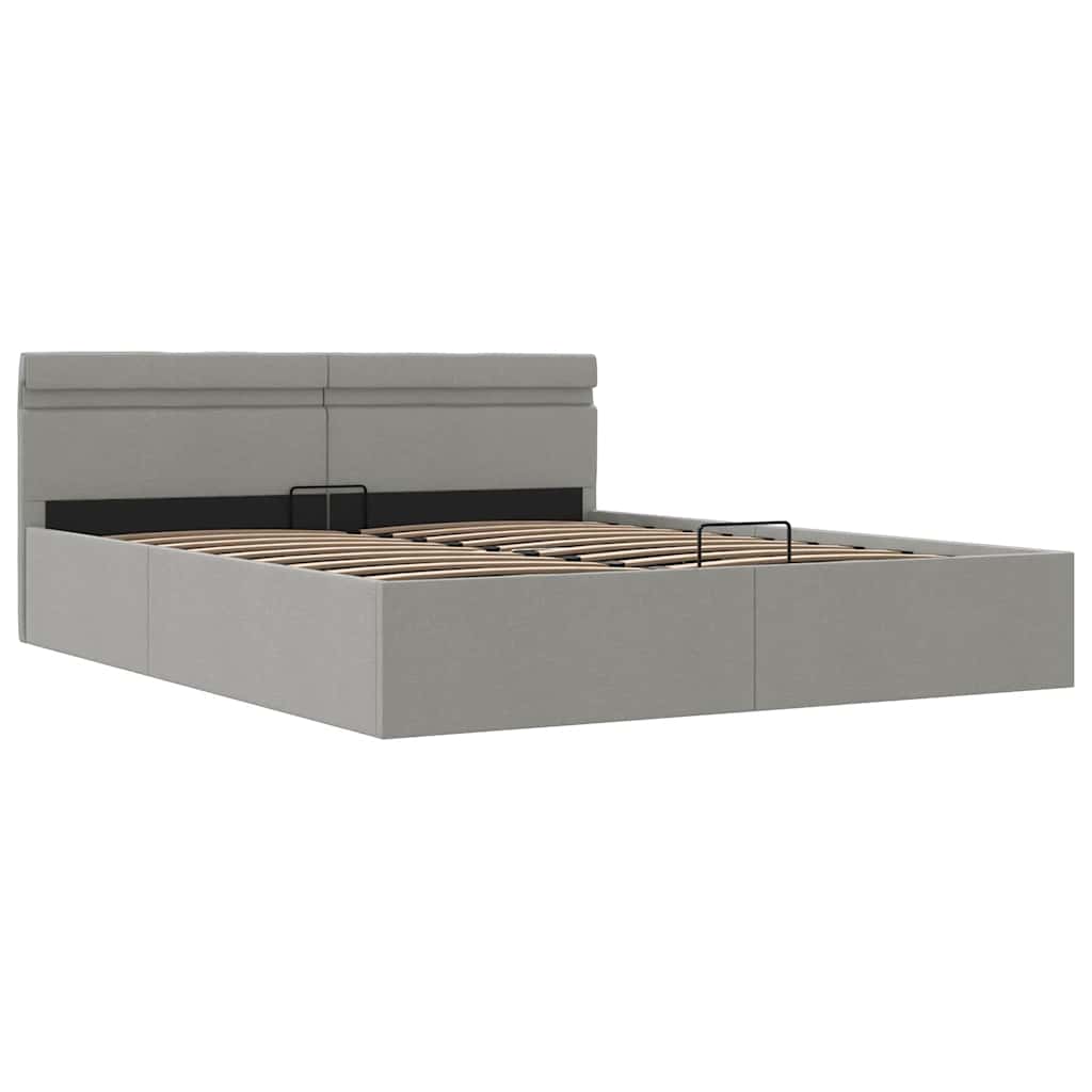 Hidraulični okvir za krevet LED svjetlosivi tkanina 180x200 cm