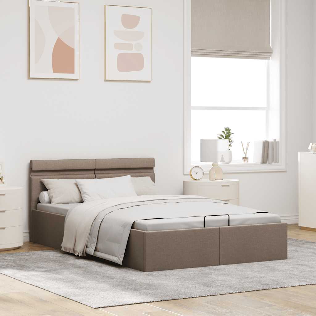 Hidraulični okvir za krevet LED od tkanine smeđesivi 100x200 cm