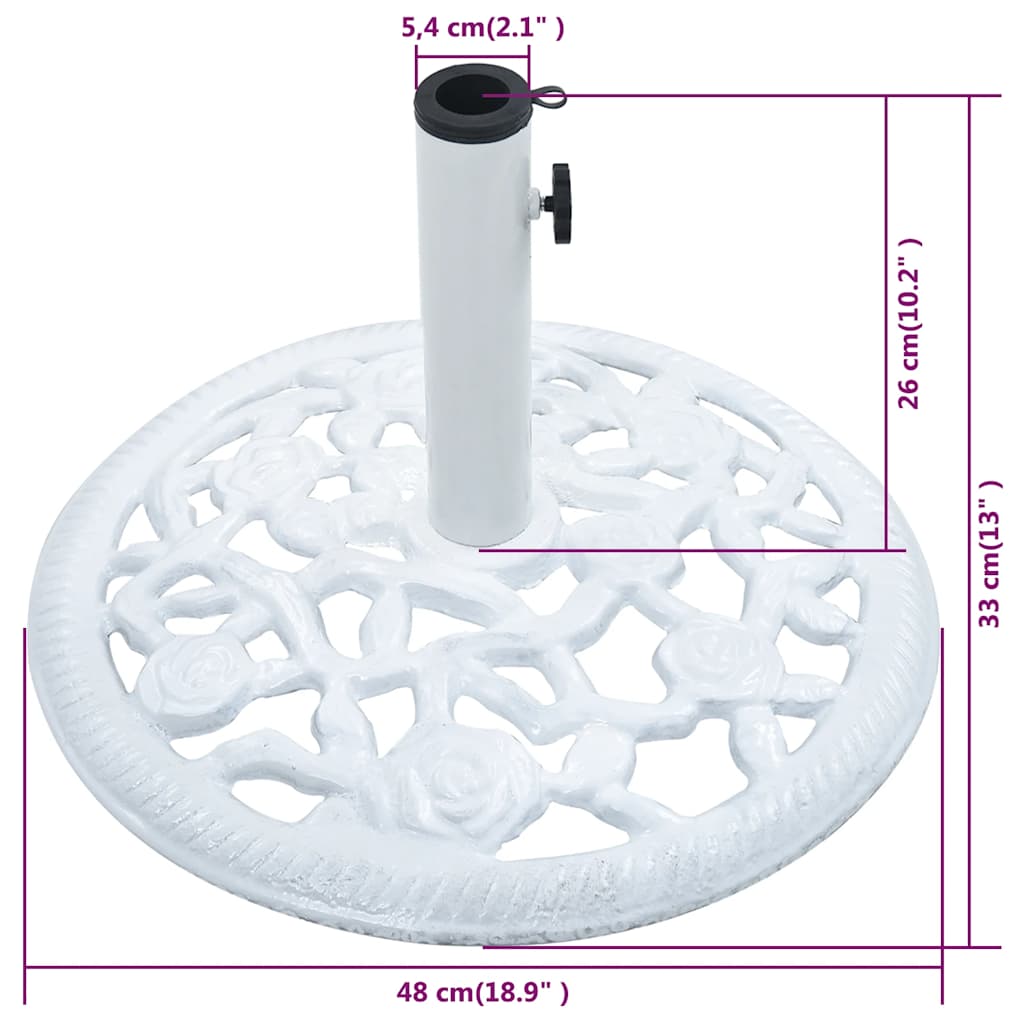 Stalak za suncobran bijeli 12 kg 48 cm od lijevanog željeza