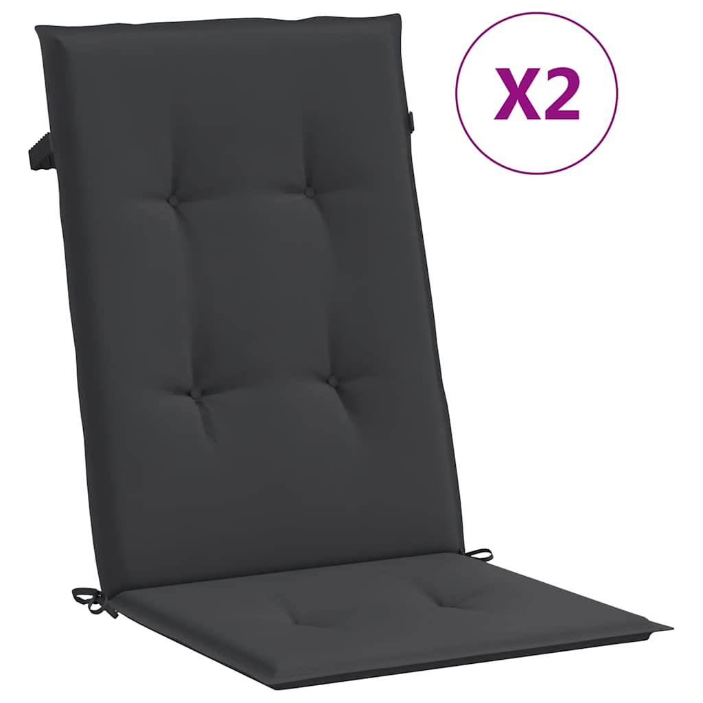 Jastuci za vrtne stolice 2 kom crni 120 x 50 x 3 cm od tkanine