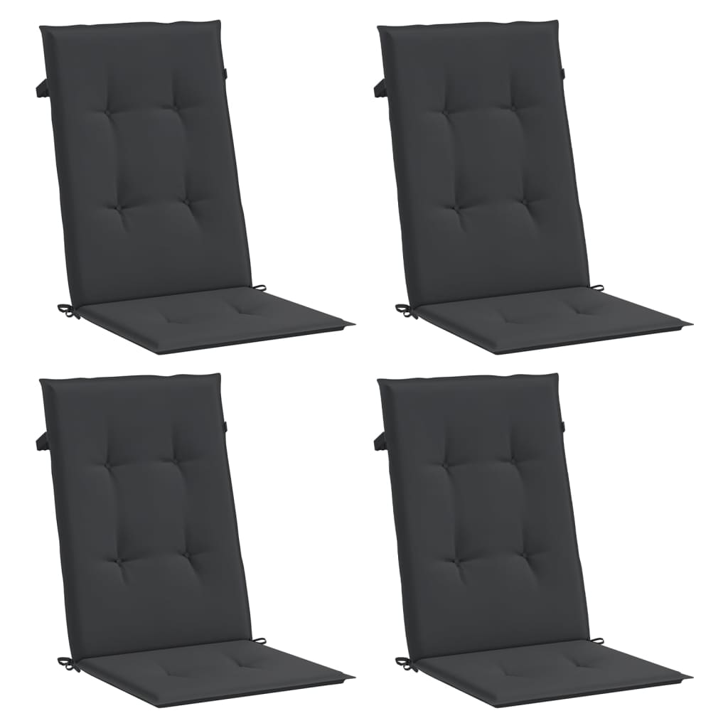Jastuci za vrtne stolice 4 kom crni 120 x 50 x 3 cm od tkanine