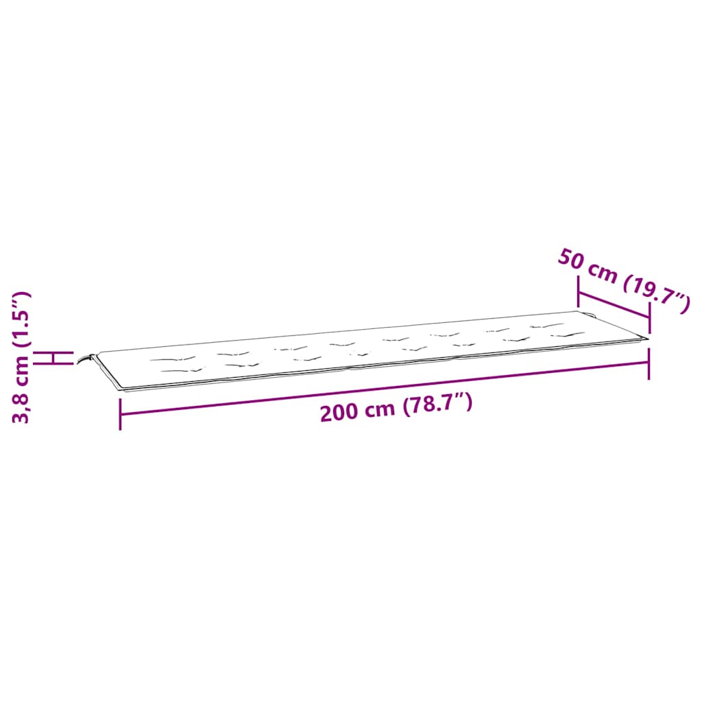Jastuk za vrtnu klupu antracit 200x50x4 cm tkanina Oxford