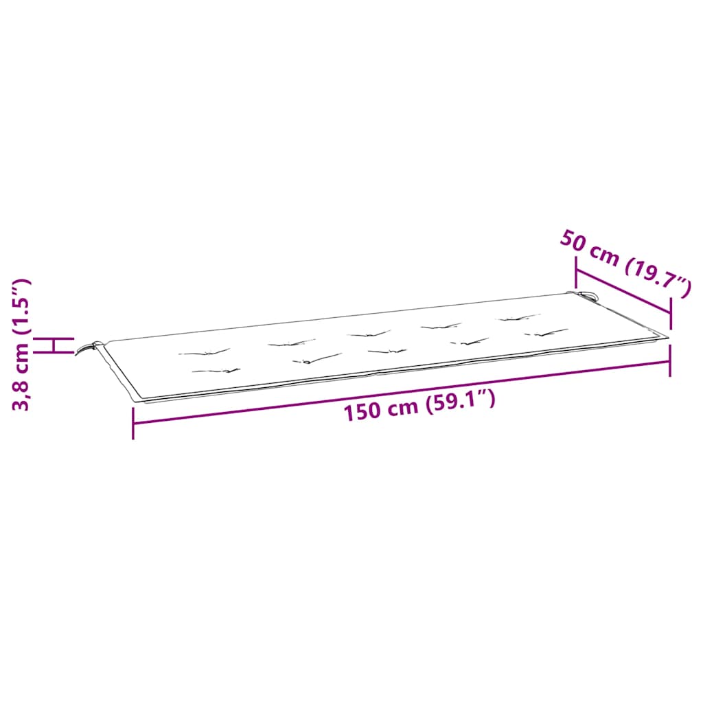 Jastuk za vrtnu klupu crni 150x50x4 cm od tkanine Oxford