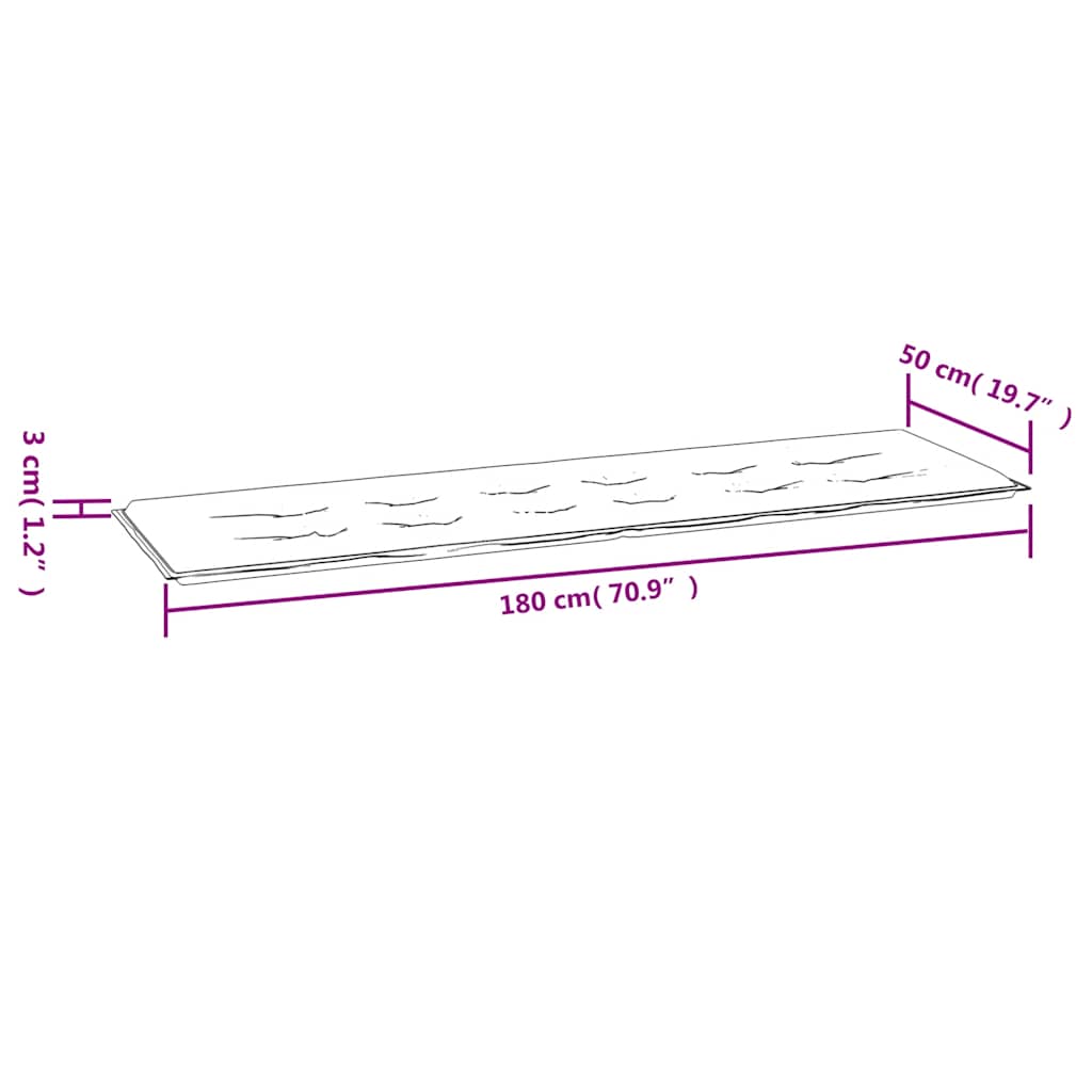 Jastuk za vrtnu klupu bež 180 x 50 x 3 cm od tkanine Oxford