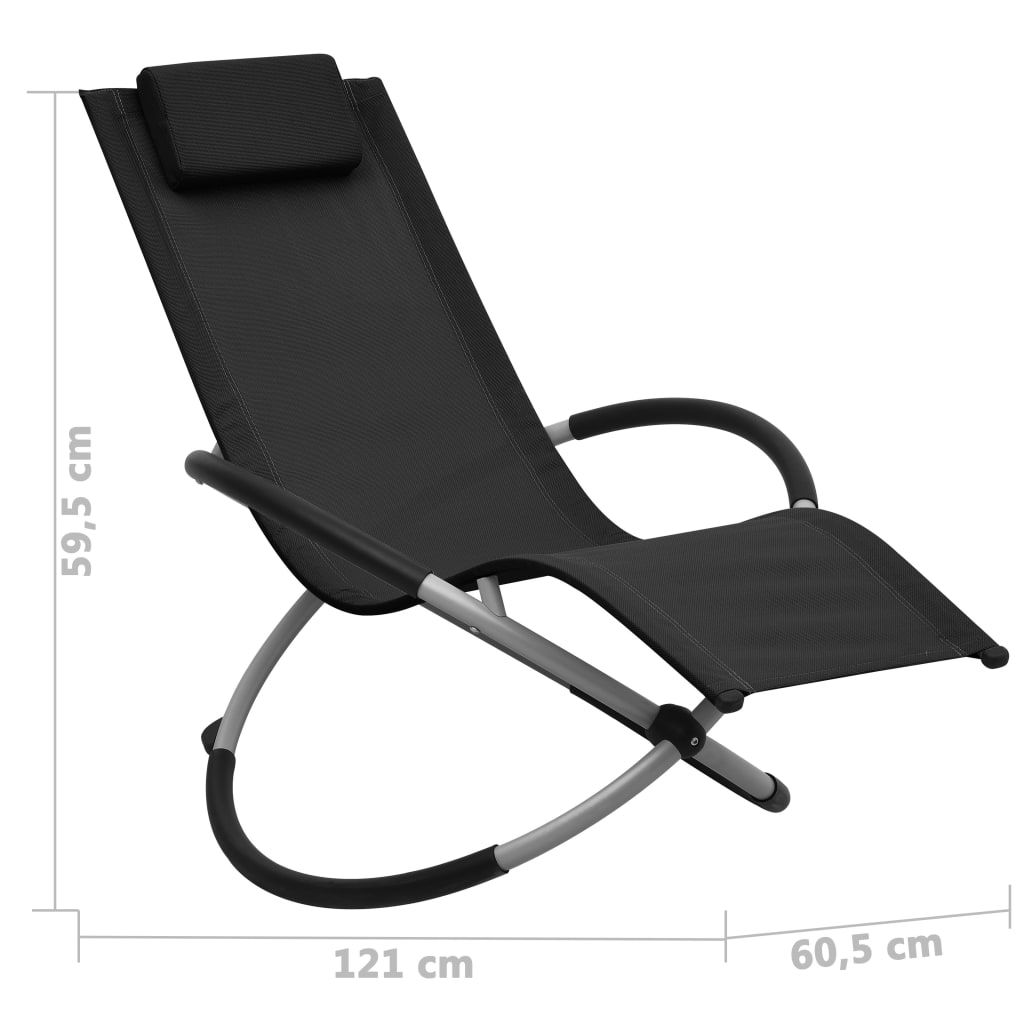 Dječja ležaljka za sunčanje čelična crna