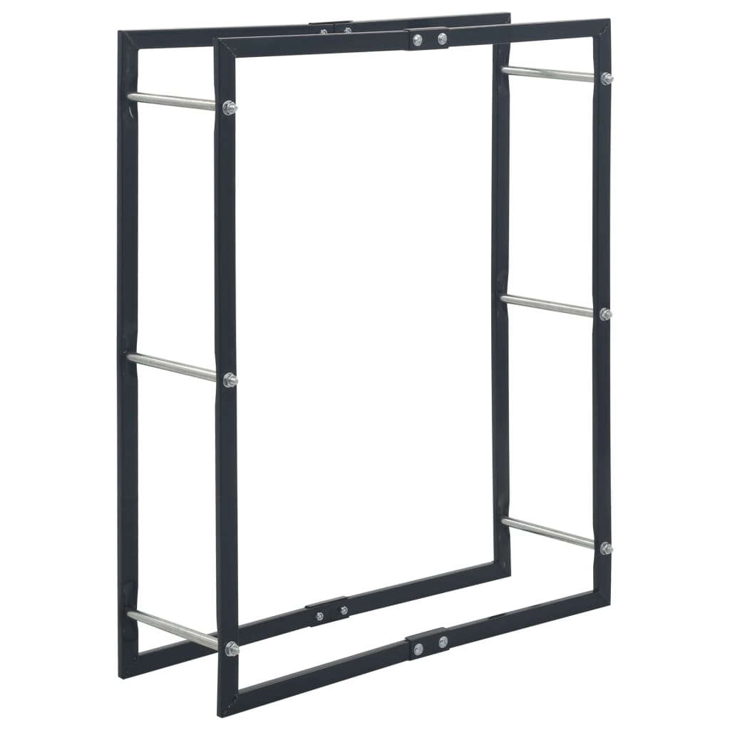 Stalak za drva za ogrjev crni 80 x 25 x 100 cm čelični