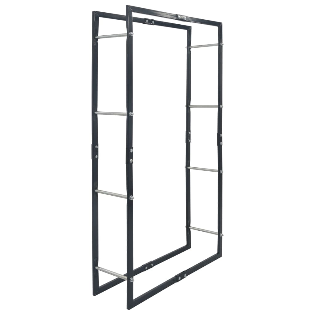 Stalak za drva za ogrjev crni 80 x 25 x 150 cm čelični