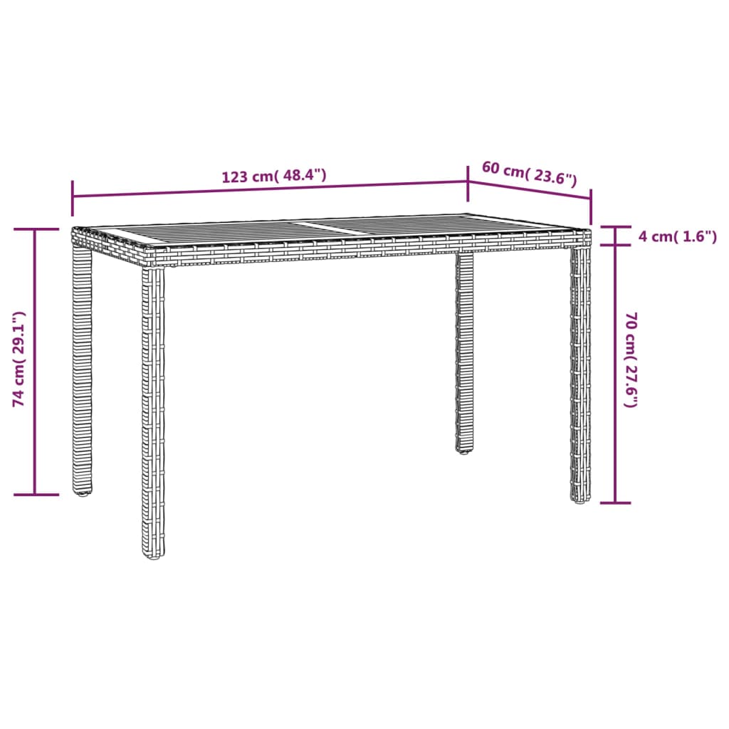 Vrtni stol crno-smeđi 123 x 60 x 74 cm masivno bagremovo drvo