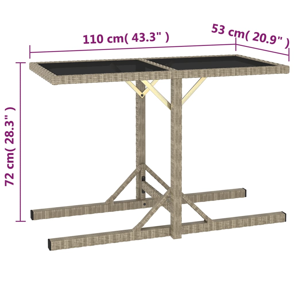 Vrtni stol bež 110 x 53 x 72 cm stakleni i poliratan