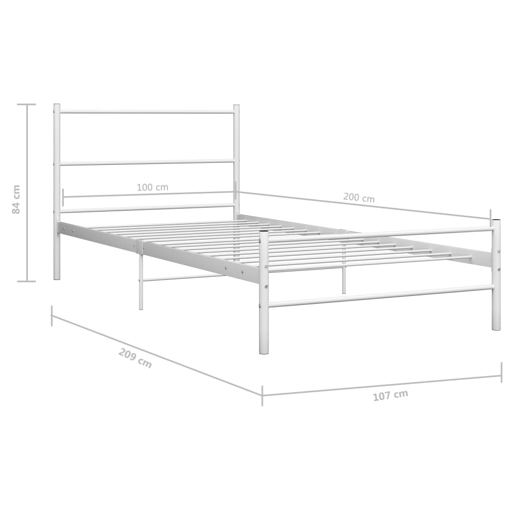 Okvir za krevet bijeli metalni 100 x 200 cm