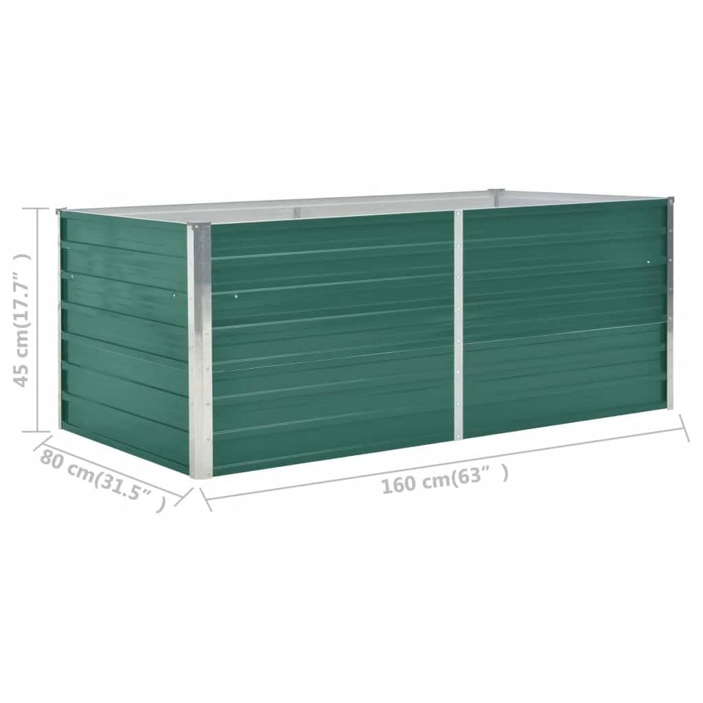 Povišena vrtna gredica 160 x 80 x 45 cm pocinčani čelik zelena