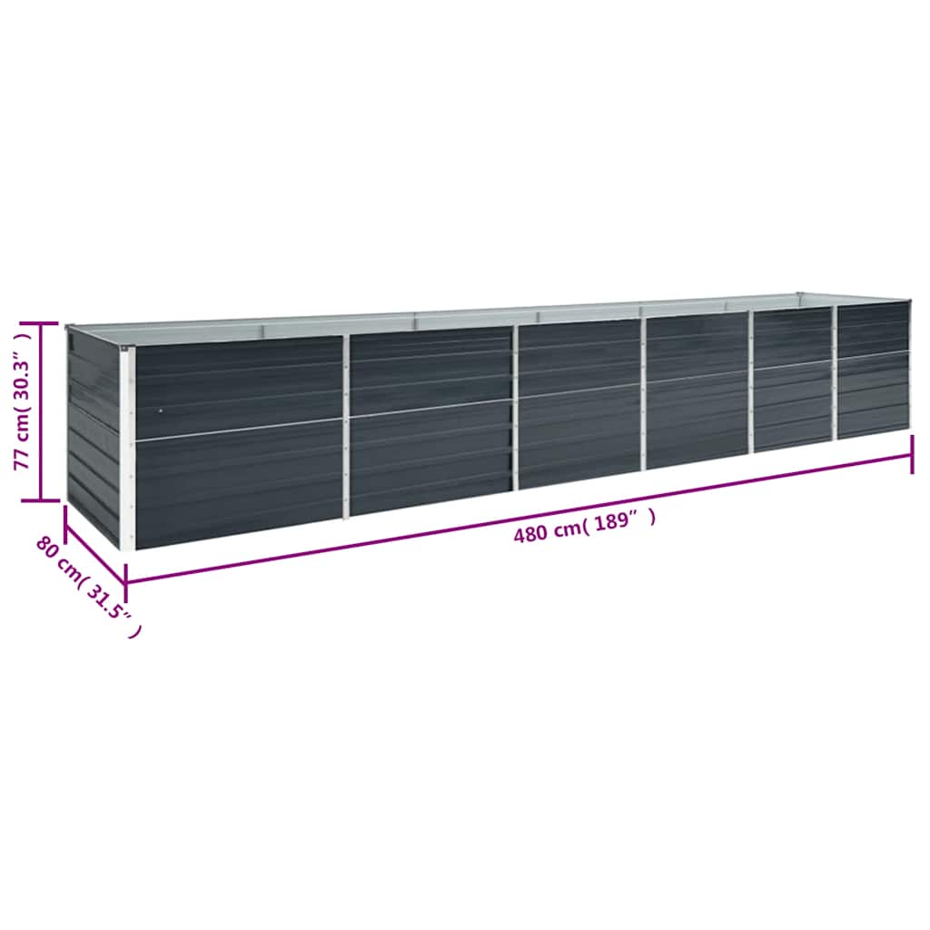Povišena vrtna gredica pocinčani čelik 480x80x77 cm antracit