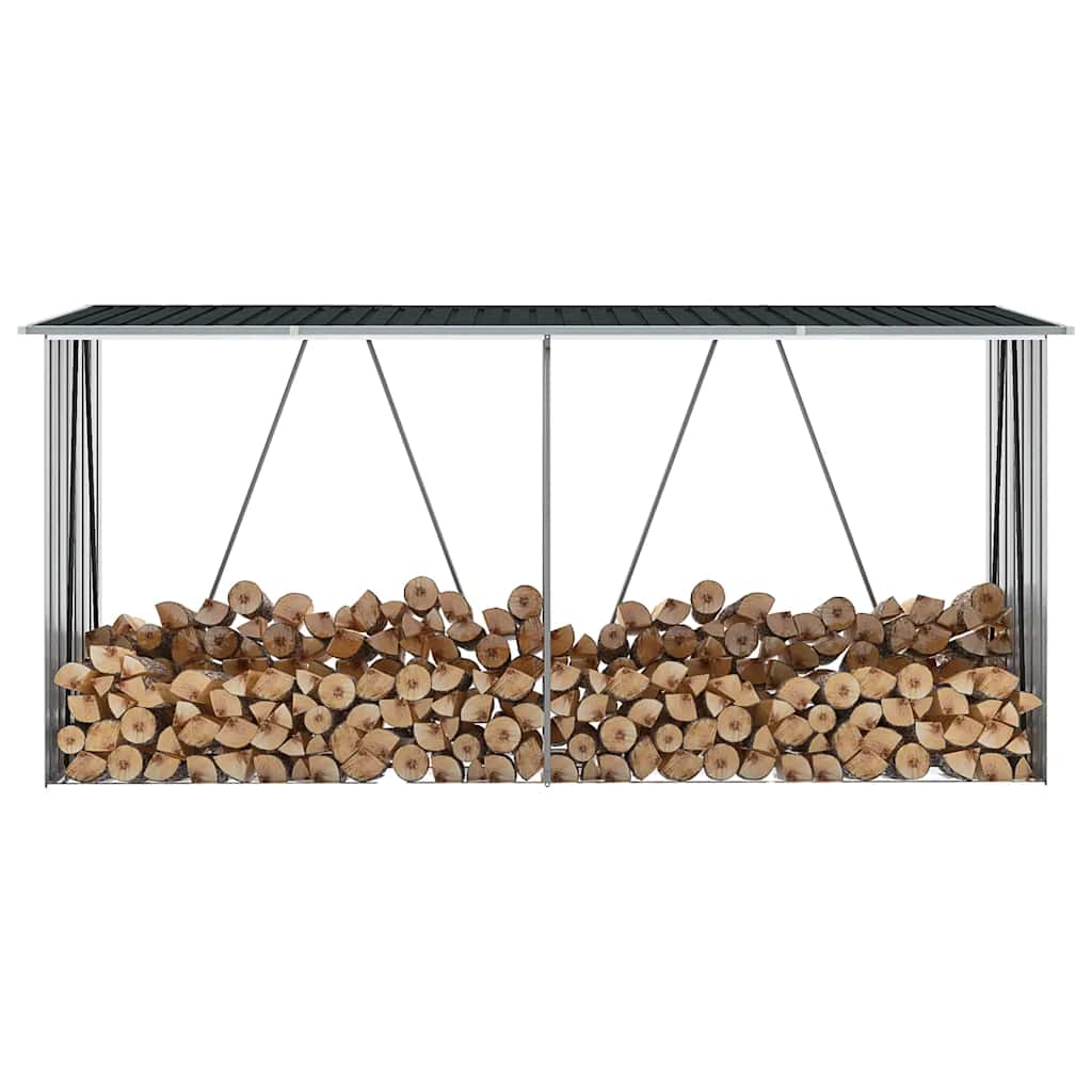 Vrtna ostava za drva pocinčani čelik 330 x 84 x 152 cm antracit
