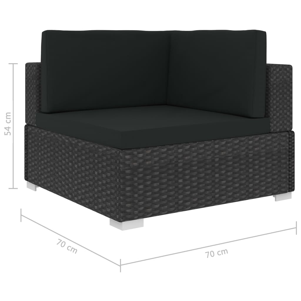 4-dijelna vrtna garnitura od poliratana s jastucima crna