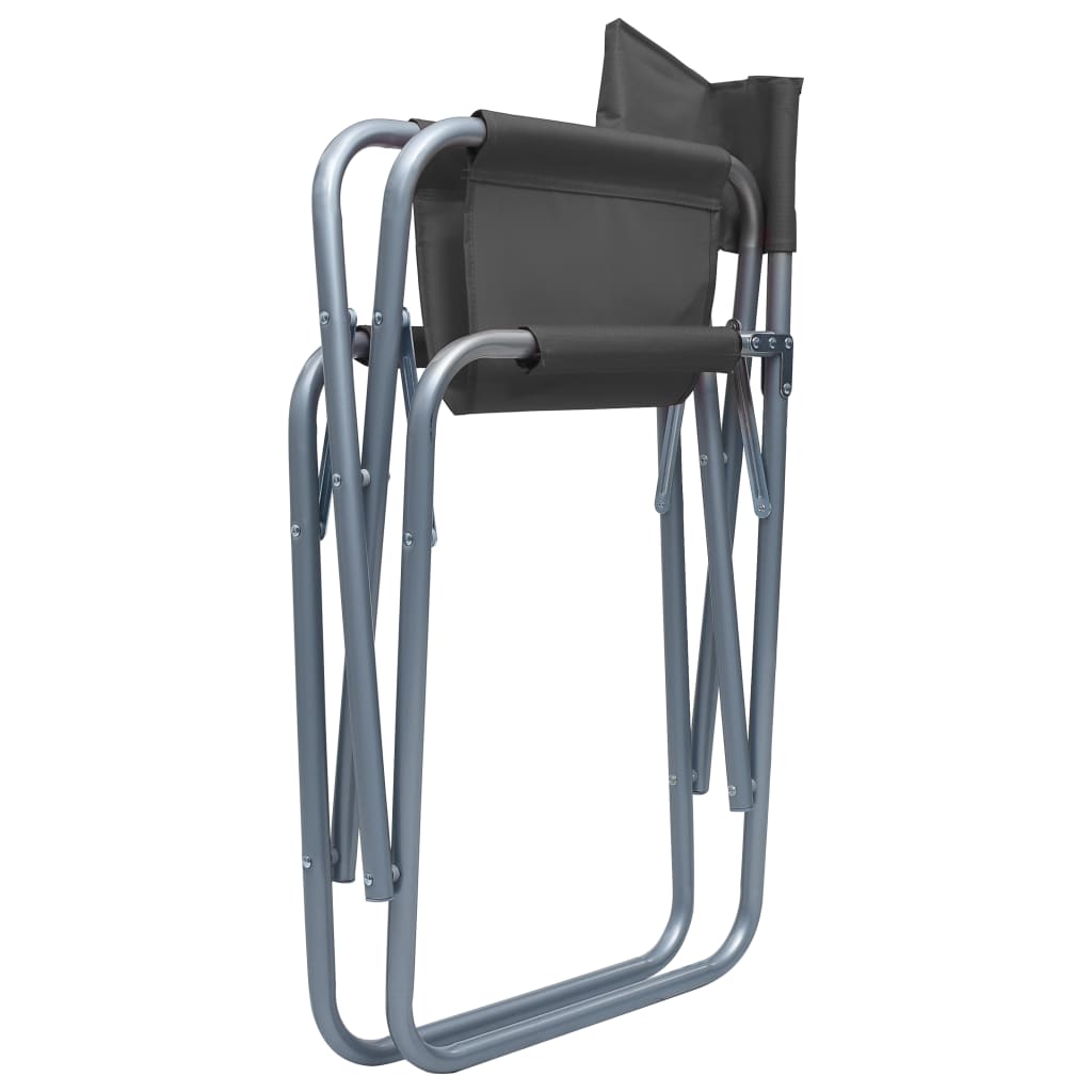 Redateljske stolice 2 kom čelične sive