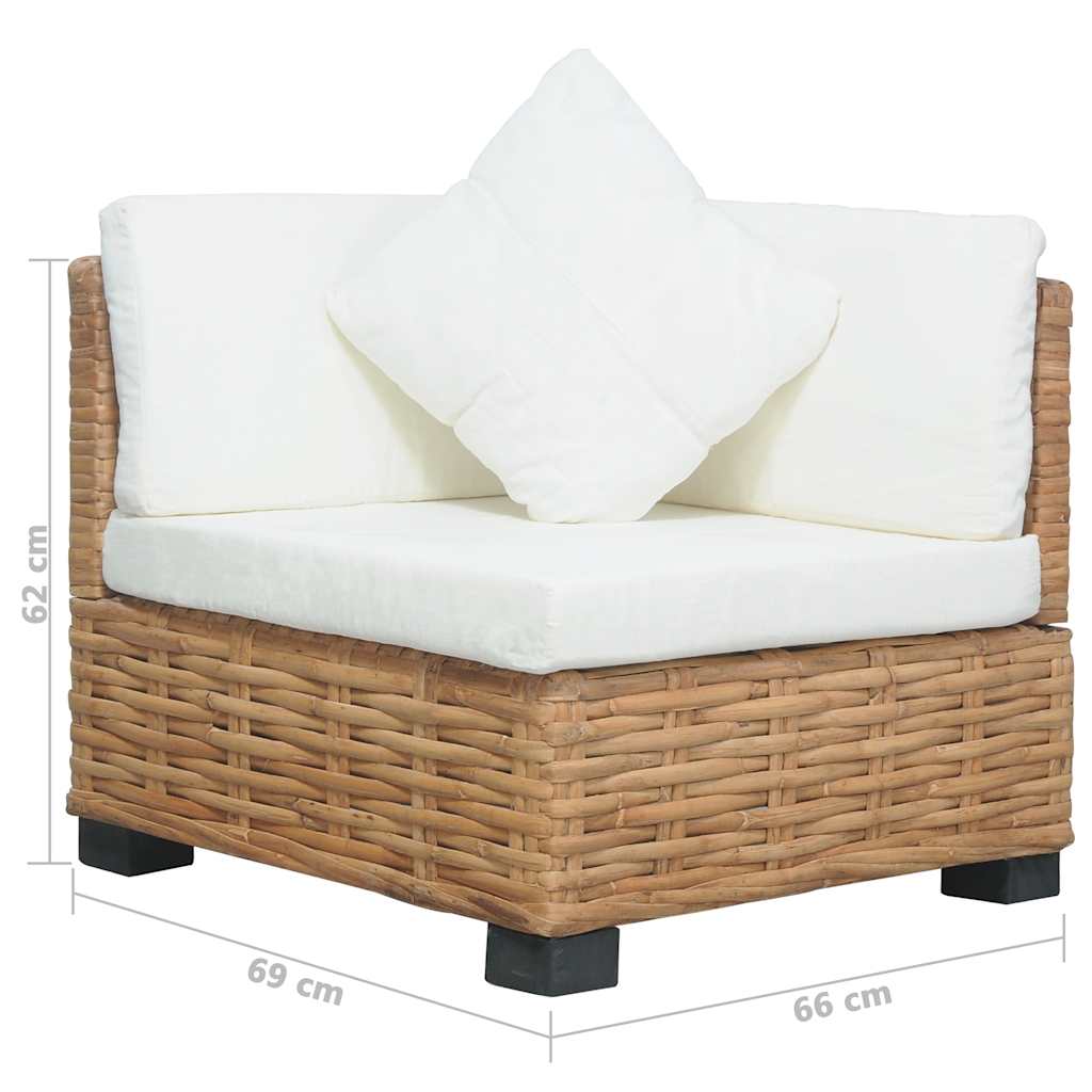 Kutna sofa od prirodnog ratana s jastucima