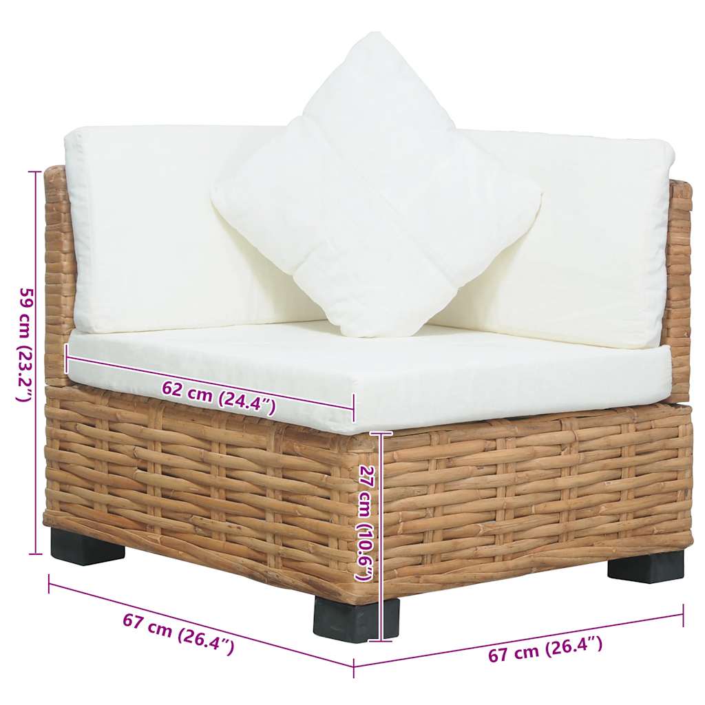 Kutna sofa od prirodnog ratana s jastucima