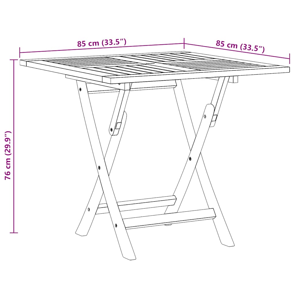 Sklopivi vrtni stol 85 x 85 x 76 cm od masivne tikovine