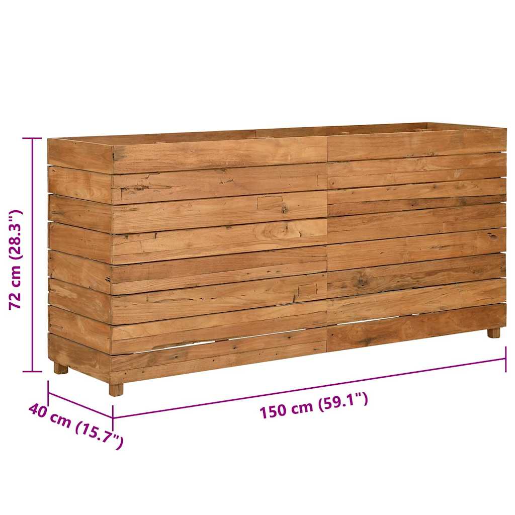 Povišena gredica 150 x 40 x 72 cm reciklirana tikovina i čelik