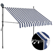 Tenda na ručno uvlačenje s LED svjetlima 150 cm plavo-bijela