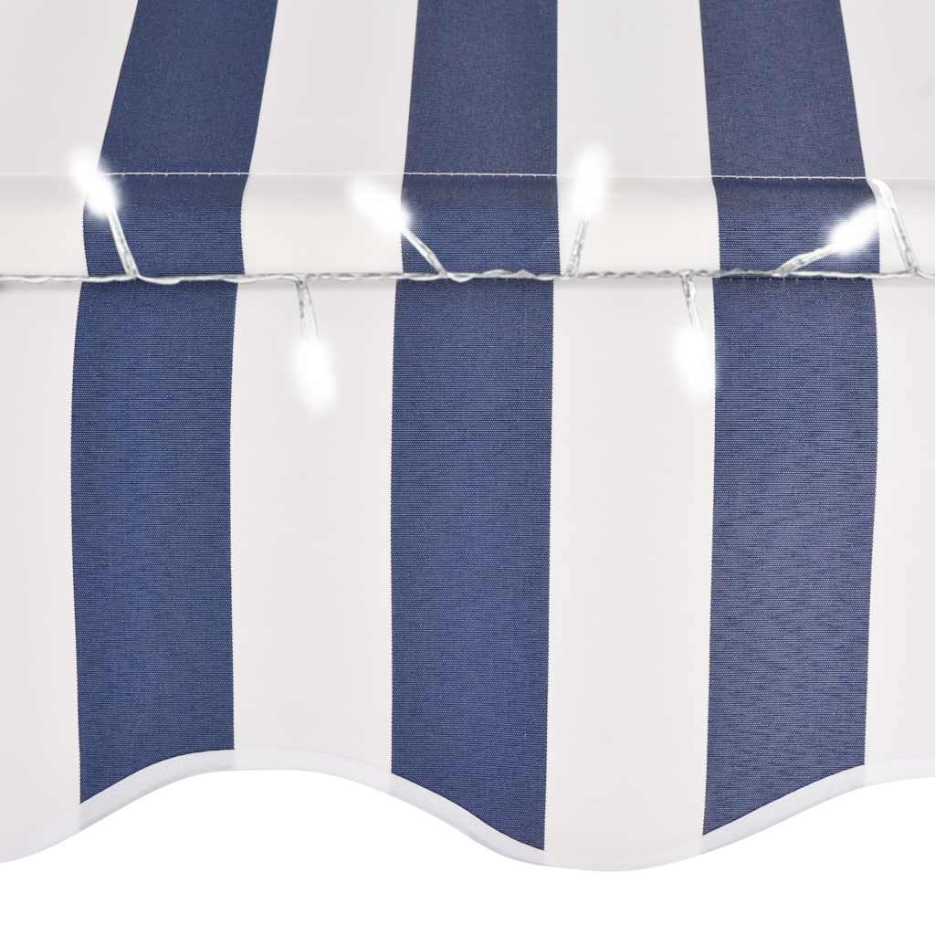 Tenda na ručno uvlačenje s LED svjetlima 150 cm plavo-bijela