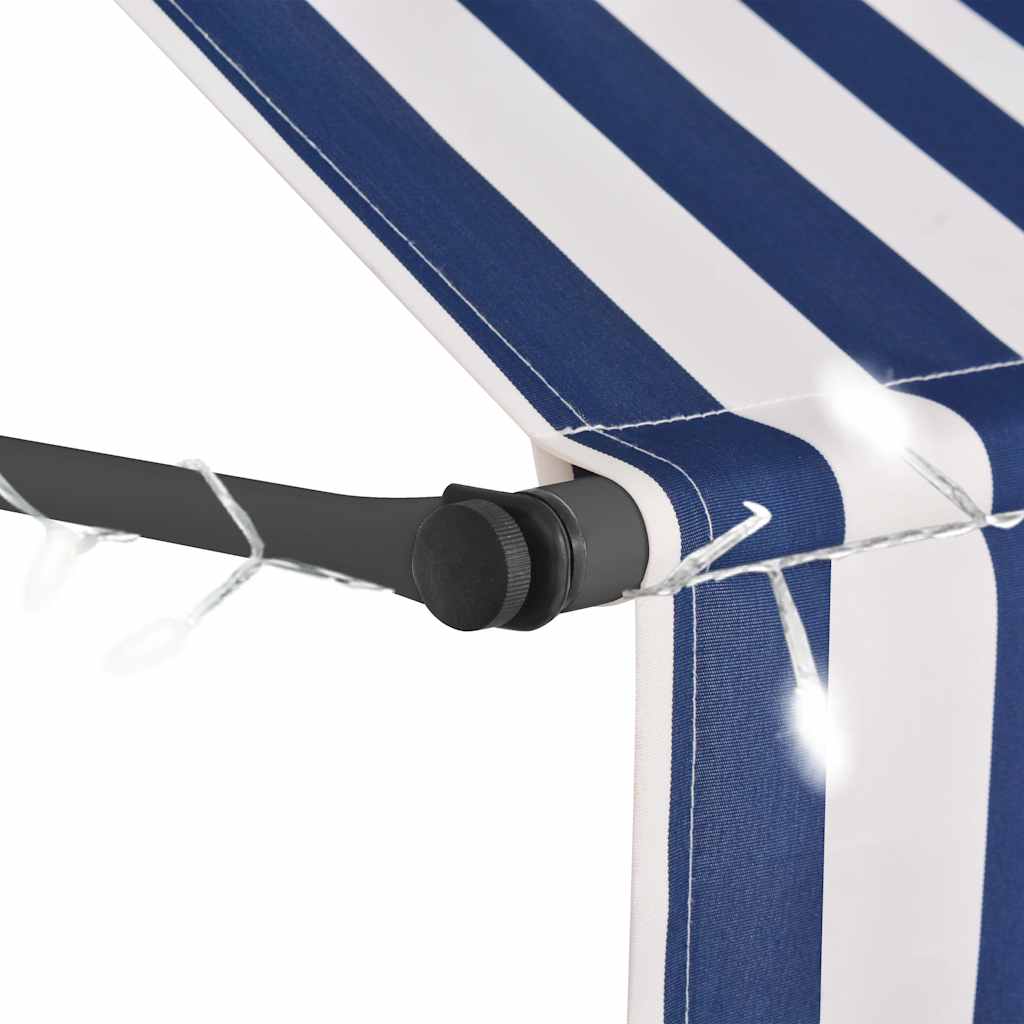 Tenda na ručno uvlačenje s LED svjetlima 200 cm plavo-bijela