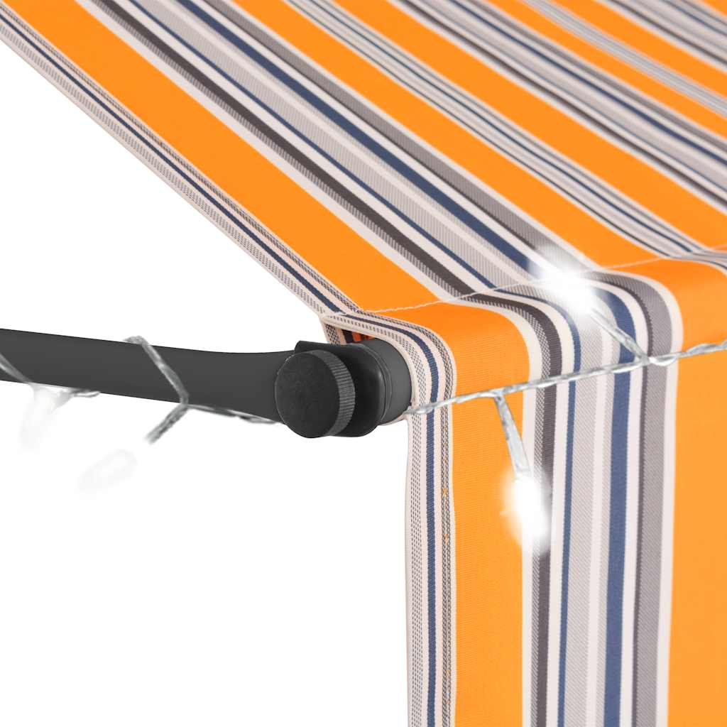 Tenda na ručno uvlačenje s LED svjetlima 300 cm žuto-plava